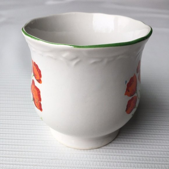 National Silver Company Nagoya Japan Sugar Bowl Red Orange Vintage Floral 3.25" - Picture 3 of 11